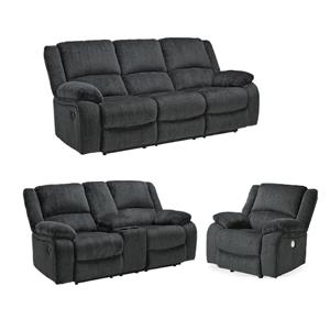 Bowery Hill 3-Piece Power Reclining Set in Slate Chenille Upholstered