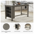 Bowery Hill Gray Counter Height Dining Set in Gray Solid Acacia Wood