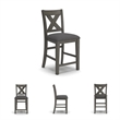 Bowery Hill Gray Counter Height Dining Set in Gray Solid Acacia Wood