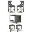 Bowery Hill Gray Counter Height Dining Set in Gray Solid Acacia Wood