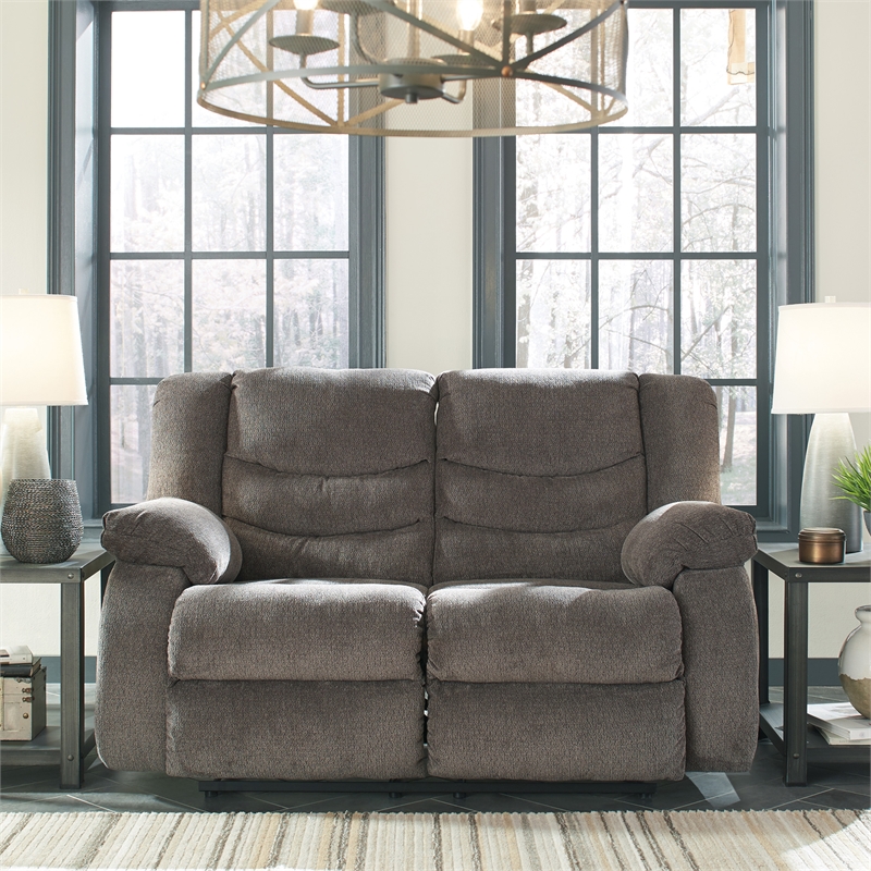 Bowery Hill Contemporary Gray Reclining Chenille Fabric Sofa Set