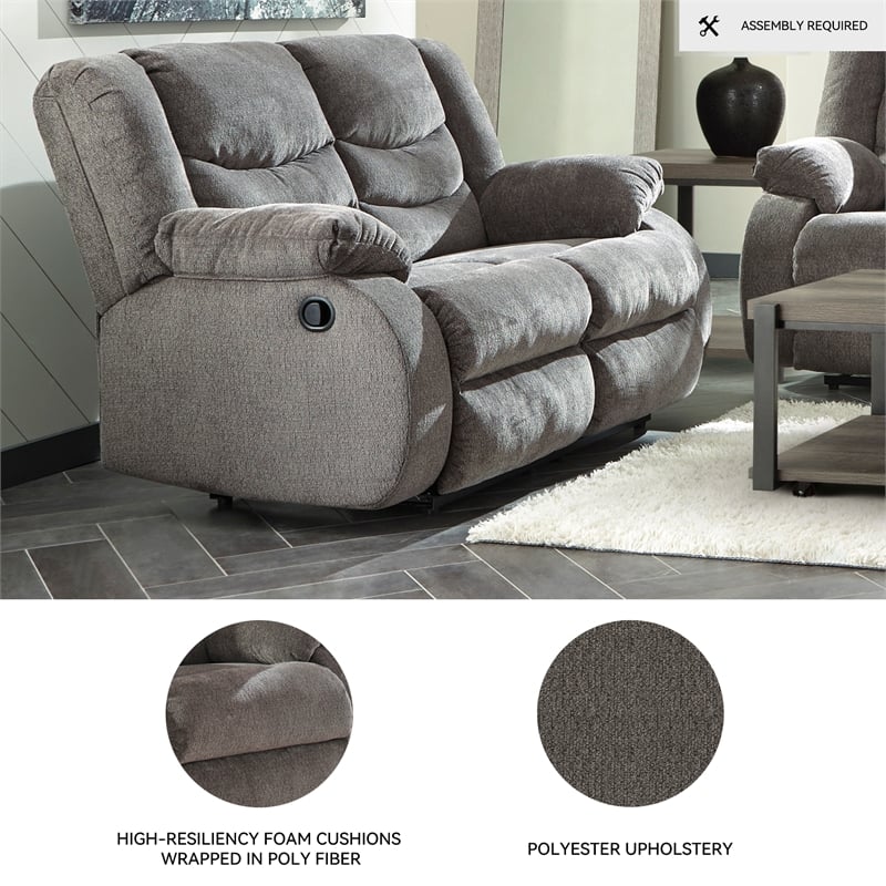 Bowery Hill Contemporary Gray Reclining Chenille Fabric Sofa Set