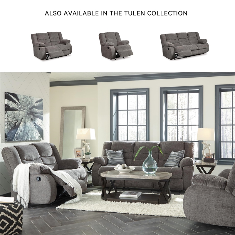 Bowery Hill Contemporary Gray Reclining Chenille Fabric Sofa Set