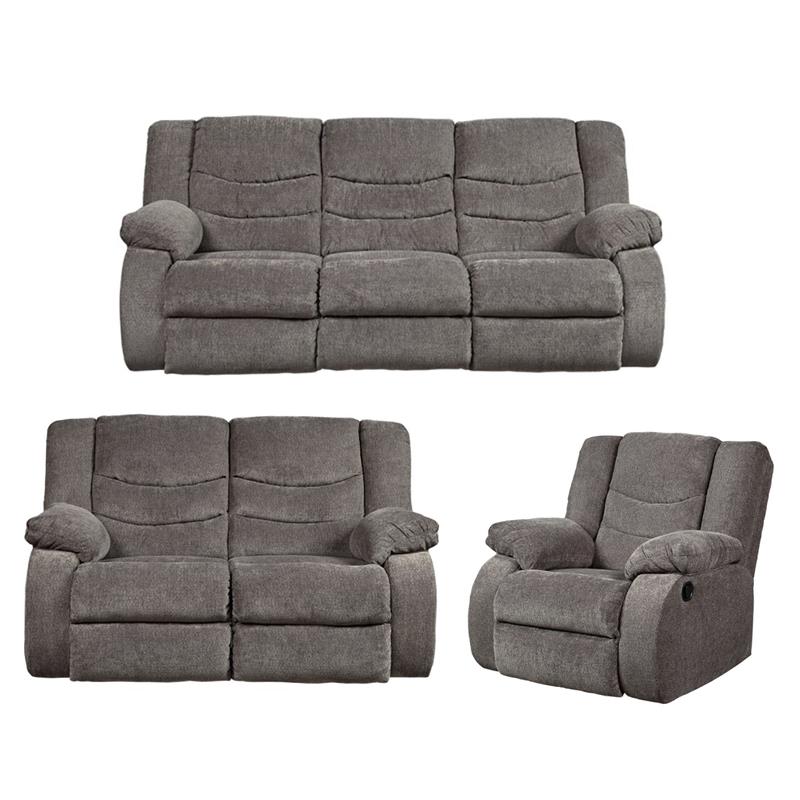 Bowery Hill Contemporary Gray Reclining Chenille Fabric Sofa Set
