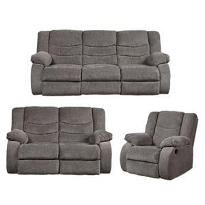 Bowery Hill Contemporary Gray Reclining Chenille Fabric Sofa Set