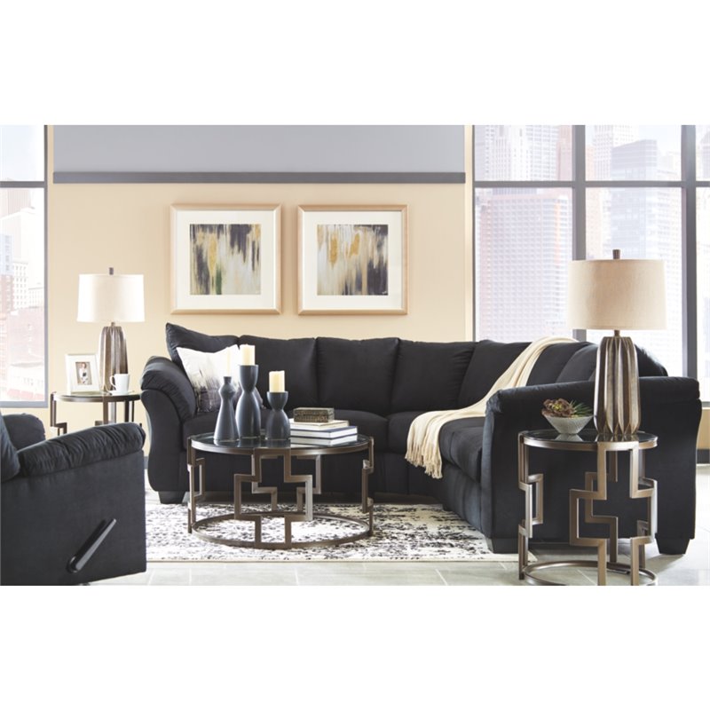 Bowery Hill 3-Piece Black Living Room Set of Recliner, Loveseat, & Sofa