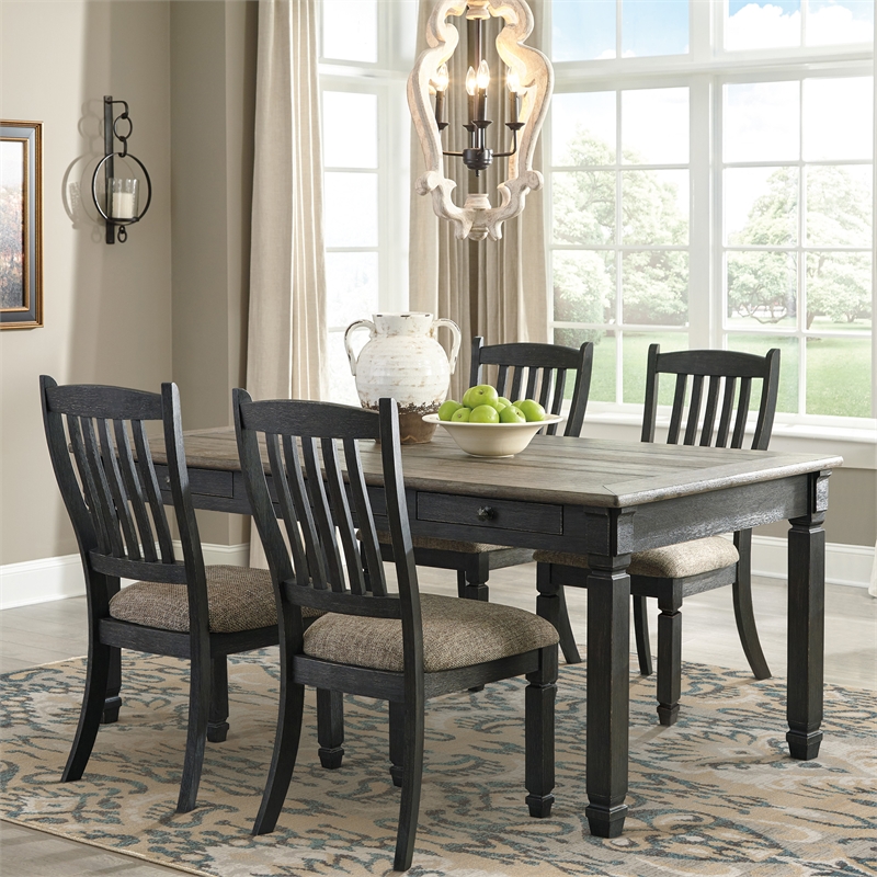 Bowery Hill Urban Farmhouse Dining Set with 4 Side Chairs and Table