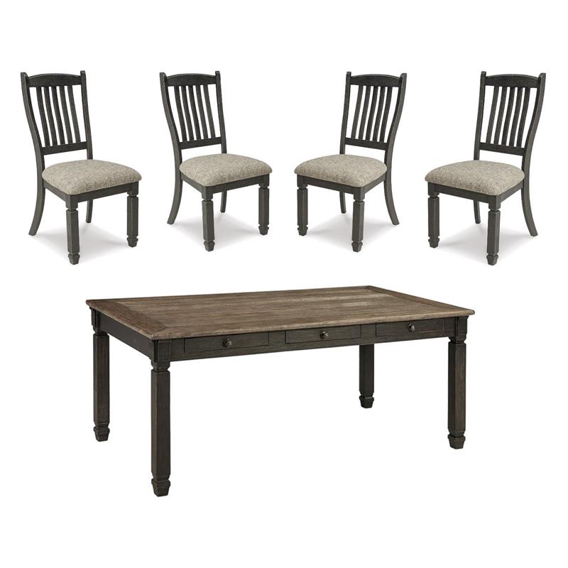 Bowery Hill Urban Farmhouse Dining Set with 4 Side Chairs and Table