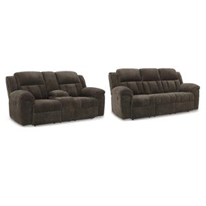 Bowery Hill Set of 2 Reclining Sofa and Loveseat in Chocolate