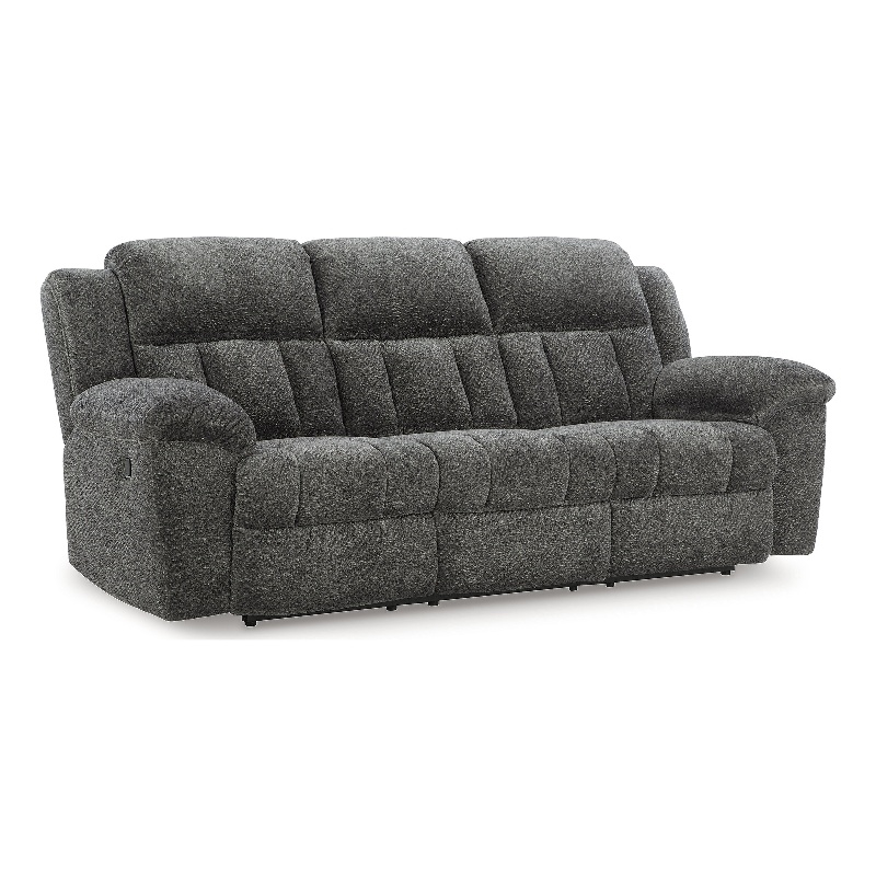 Bowery Hill Reclining Sofa and Loveseat Set in Gray Polyester