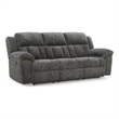 Bowery Hill Reclining Sofa and Loveseat Set in Gray Polyester