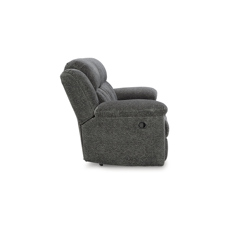 Bowery Hill Reclining Sofa and Loveseat Set in Gray Polyester