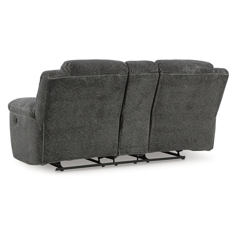 Bowery Hill Reclining Sofa and Loveseat Set in Gray Polyester