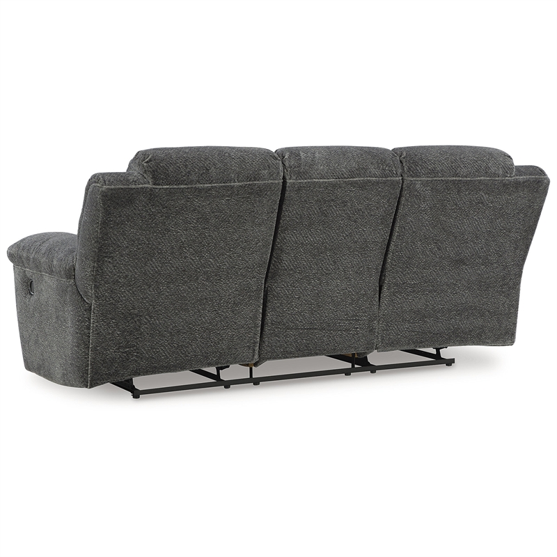 Bowery Hill Reclining Sofa and Loveseat Set in Gray Polyester