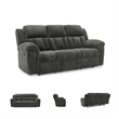 Bowery Hill Reclining Sofa and Loveseat Set in Gray Polyester