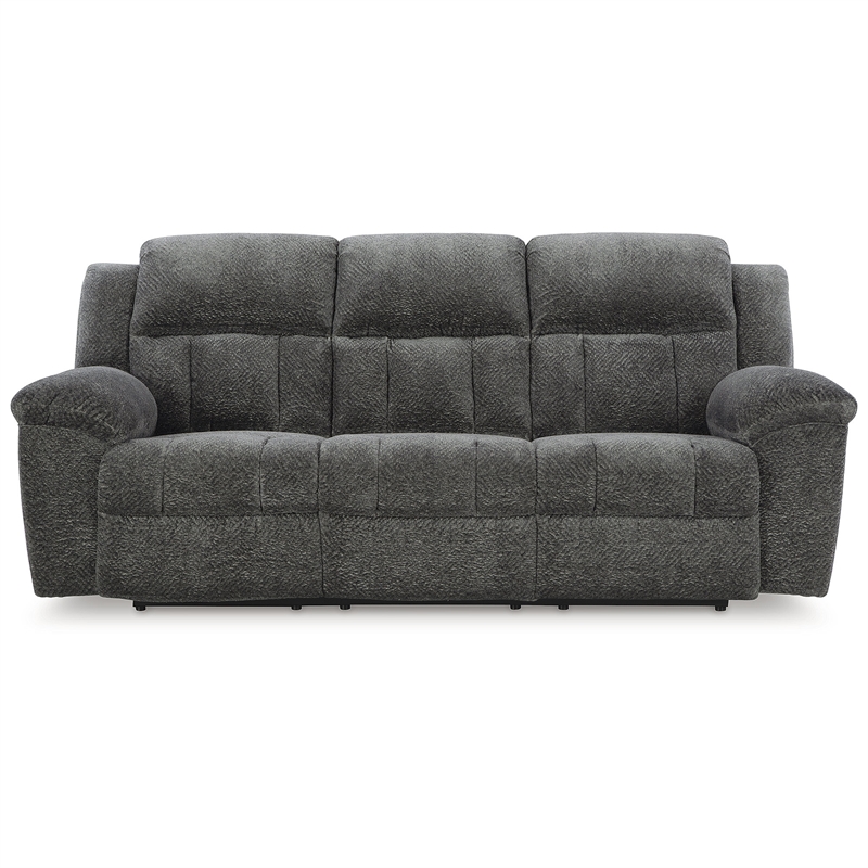 Bowery Hill Reclining Sofa and Loveseat Set in Gray Polyester