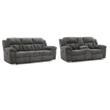 Bowery Hill Reclining Sofa and Loveseat Set in Gray Polyester