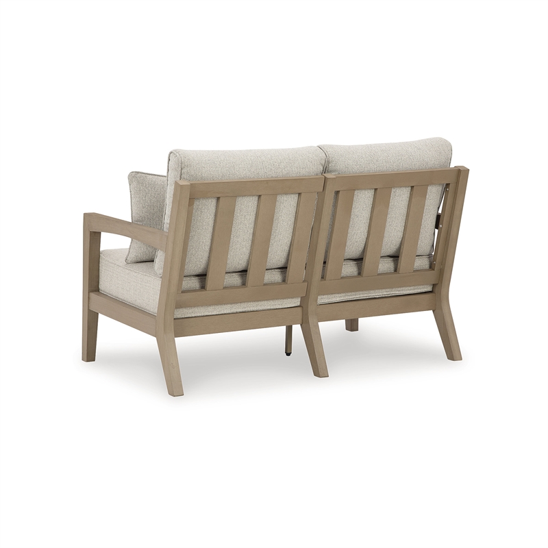 Bowery Hill Outdoor Loveseat and Sofa Set in Light Gray