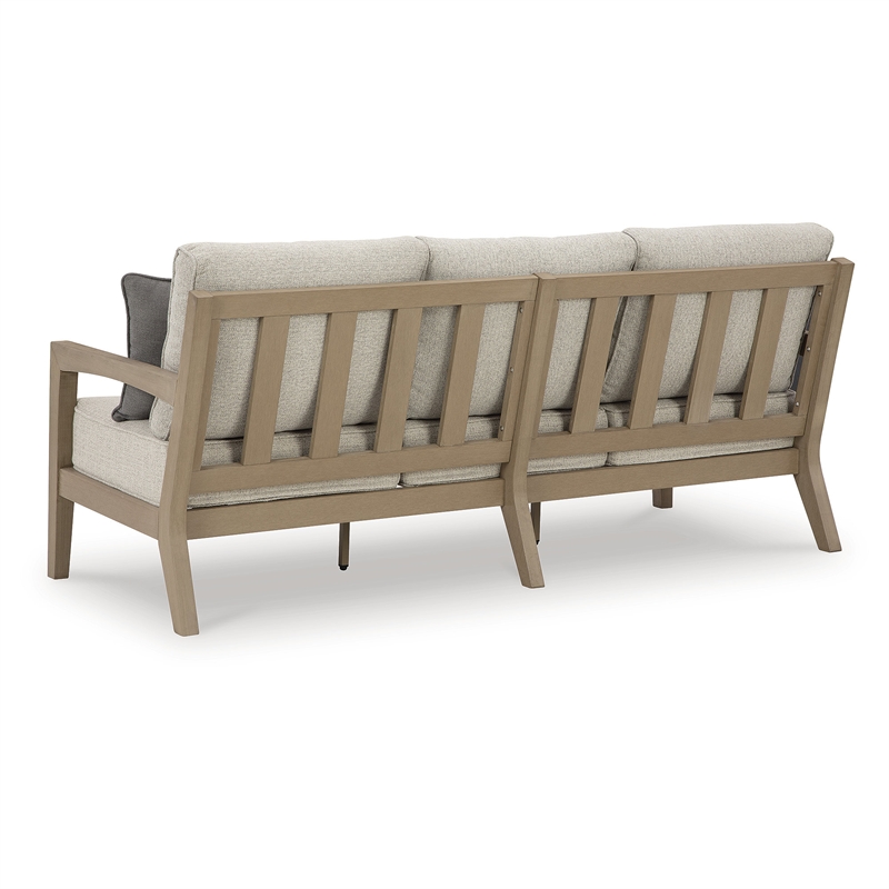 Bowery Hill Outdoor Loveseat and Sofa Set in Light Gray