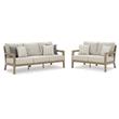 Bowery Hill Outdoor Loveseat and Sofa Set in Light Gray