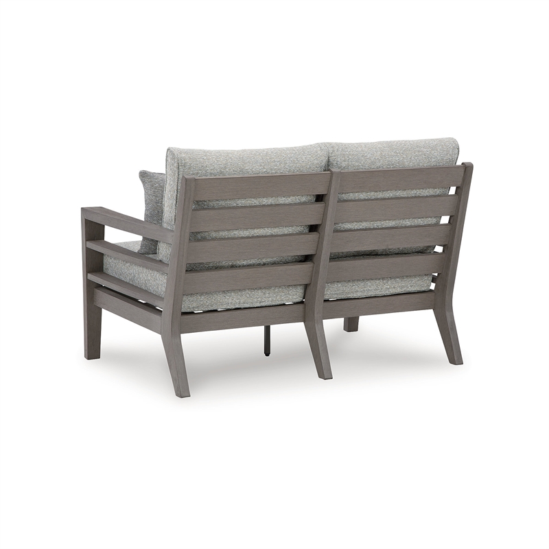 Bowery Hill Outdoor Loveseat and Sofa Set in Gray