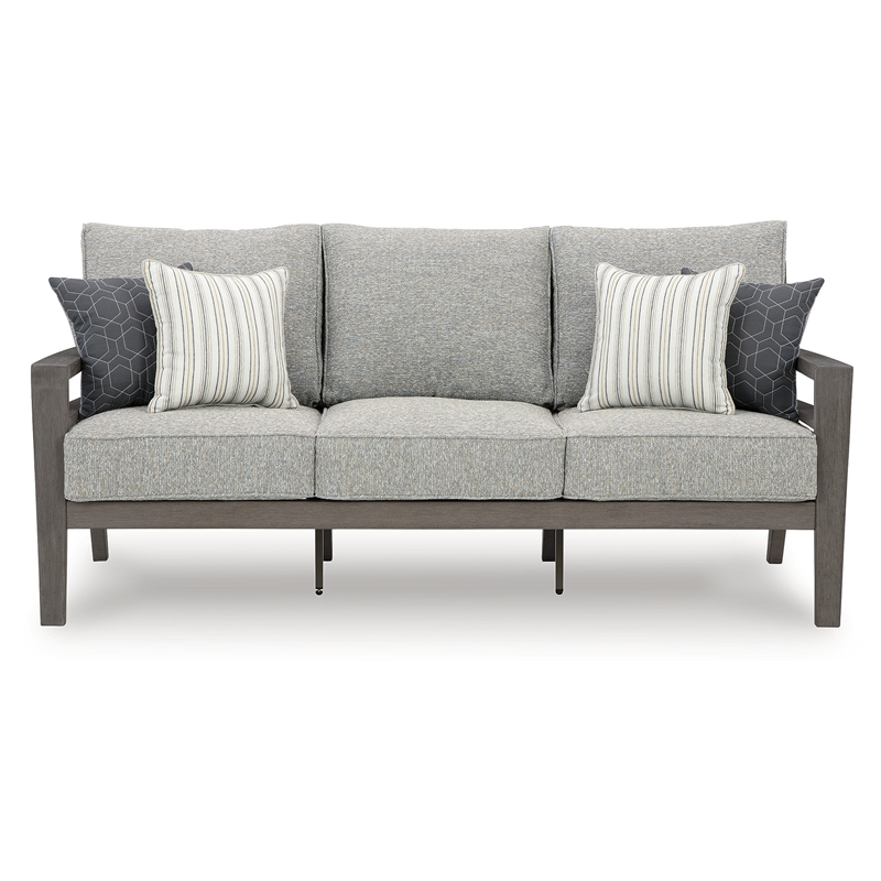 Bowery Hill Outdoor Loveseat and Sofa Set in Gray