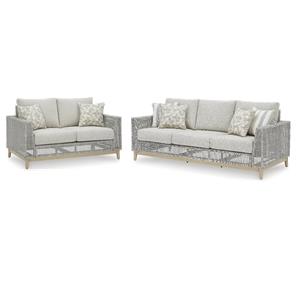 Bowery Hill 2-Piece Gray Outdoor Loveseat and Sofa Set