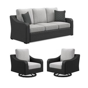 Bowery Hill Outdoor Set with 2 Swivel Lounge Chairs and Sofa