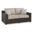 Bowery Hill Outdoor Loveseat and Sofa Set in Beige