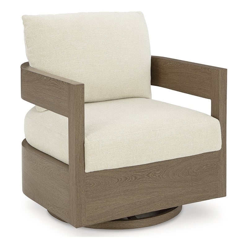 Bowery Hill 3-Piece Outdoor Set of 2 Swivel Chairs & End Table