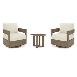 Bowery Hill 3-Piece Outdoor Set of 2 Swivel Chairs & End Table