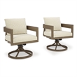 Bowery Hill Outdoor Dining Table & 4 Swivel Chairs in Dark Brown