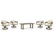 Bowery Hill Outdoor Dining Table & 4 Swivel Chairs in Dark Brown