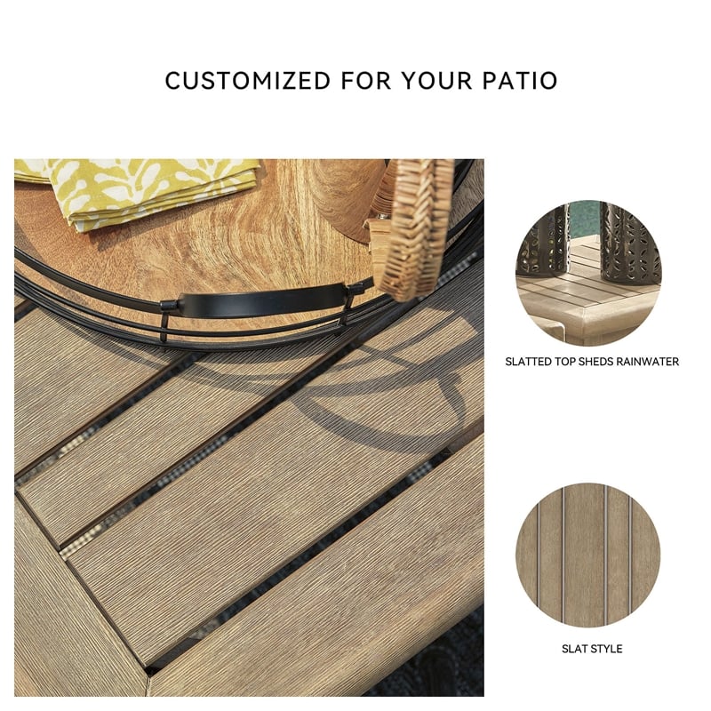 Bowery Hill Patio Set of Eucalyptus Wood 2 Arm Chairs & 2 End Tables