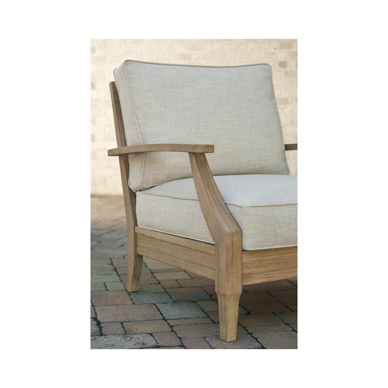 Bowery Hill Patio Set of Eucalyptus Wood 2 Arm Chairs & 2 End Tables