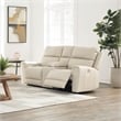Bowery Hill Beige Power Reclining Sofa & Loveseat Set in Faux Leather
