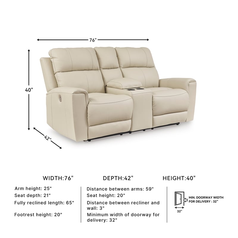 Bowery Hill Beige Power Reclining Sofa & Loveseat Set in Faux Leather