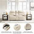 Bowery Hill Beige Power Reclining Sofa & Loveseat Set in Faux Leather