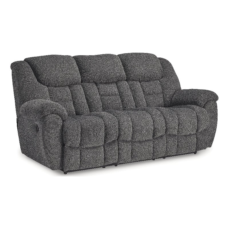 Bowery Hill Reclining Sofa & Loveseat Set in Charcoal Polyester