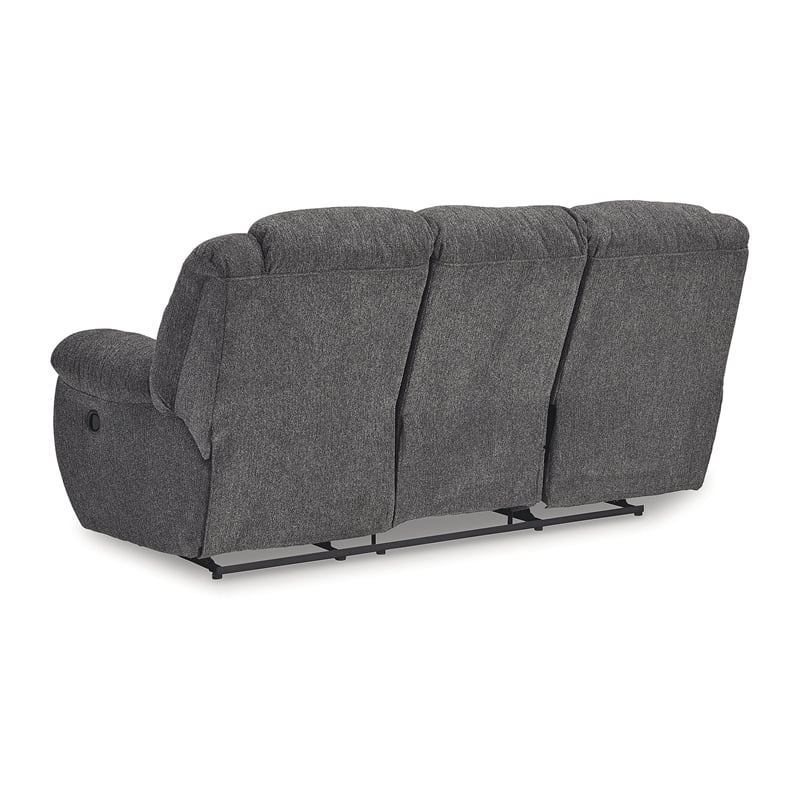 Bowery Hill Reclining Sofa & Loveseat Set in Charcoal Polyester