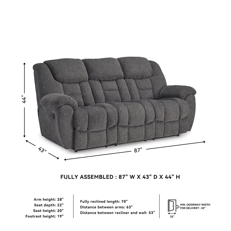 Bowery Hill Reclining Sofa & Loveseat Set in Charcoal Polyester
