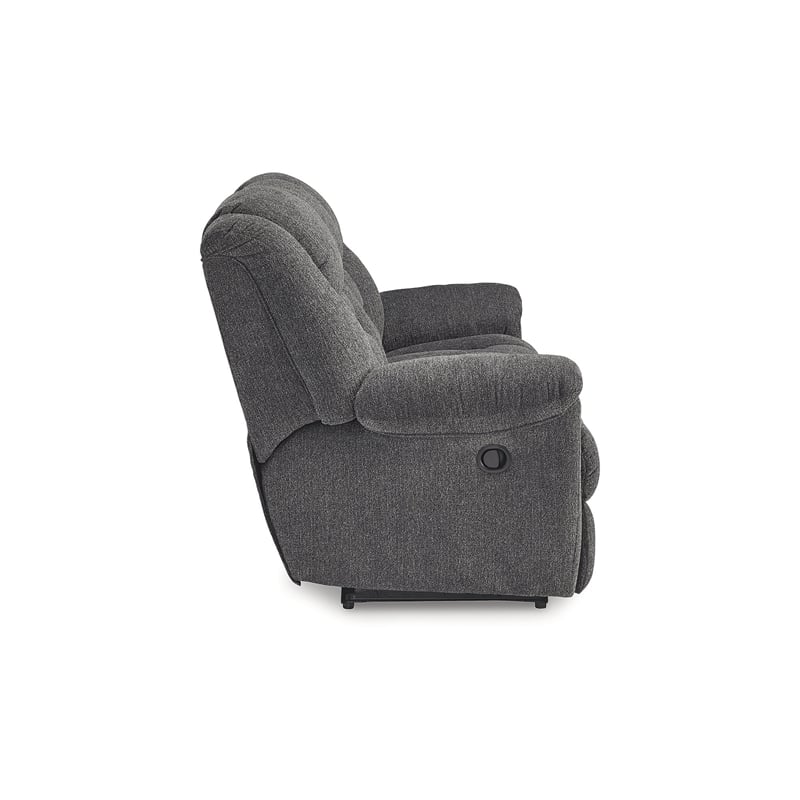 Bowery Hill Reclining Sofa & Loveseat Set in Charcoal Polyester