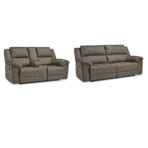 Bowery Hill 2-Piece Reclining Sofa & Loveseat Set in Gray Faux Leather