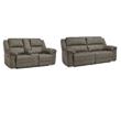 Bowery Hill 2-Piece Reclining Sofa & Loveseat Set in Gray Faux Leather