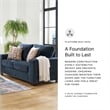Bowery Hill Loveseat & Sofa Set in Navy Blue Polyester