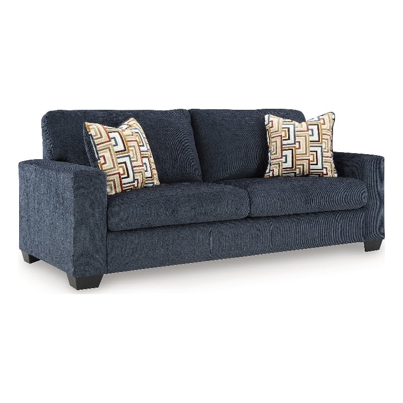 Bowery Hill Loveseat & Sofa Set in Navy Blue Polyester