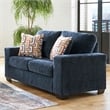Bowery Hill Loveseat & Sofa Set in Navy Blue Polyester