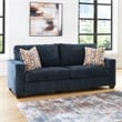 Bowery Hill Loveseat & Sofa Set in Navy Blue Polyester