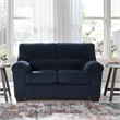 Bowery Hill Loveseat and Sofa Set in Navy Polyester