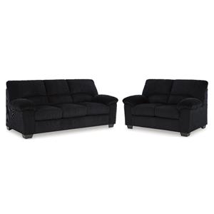 Bowery Hill Set of 2 Living Room Sofa and Loveseat in Onyx Corduroy